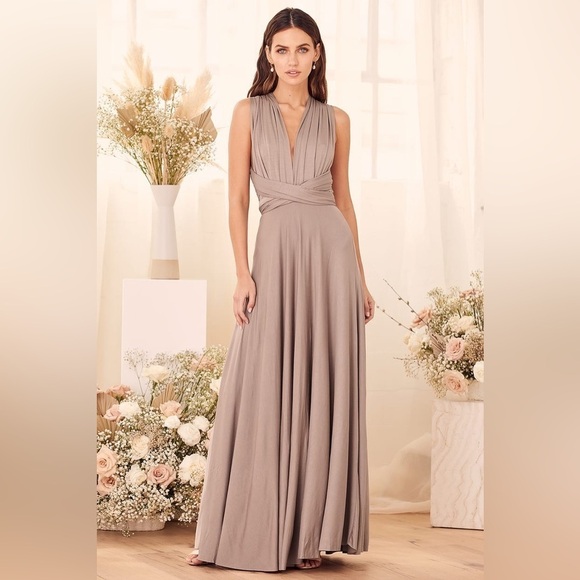 Lulus Dresses & Skirts - Lulus Tricks of the Trade Taupe Convertible Maxi Dress Size XL Lulu58 Bridemaid
